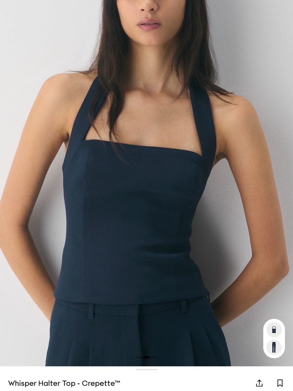 Aritzia Whisper Halter Top - Crepette Admiral Blue Size Medium
